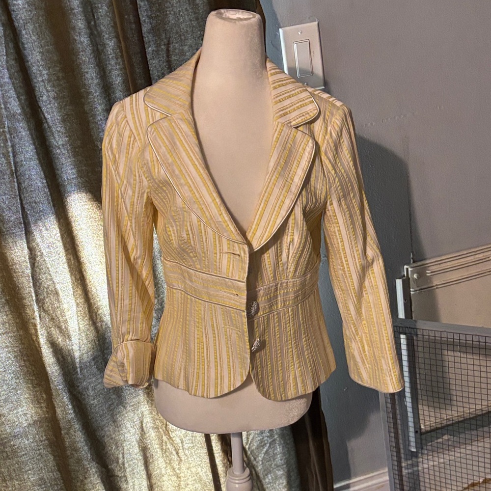 Nanette Lepore Yellow Striped Blazer